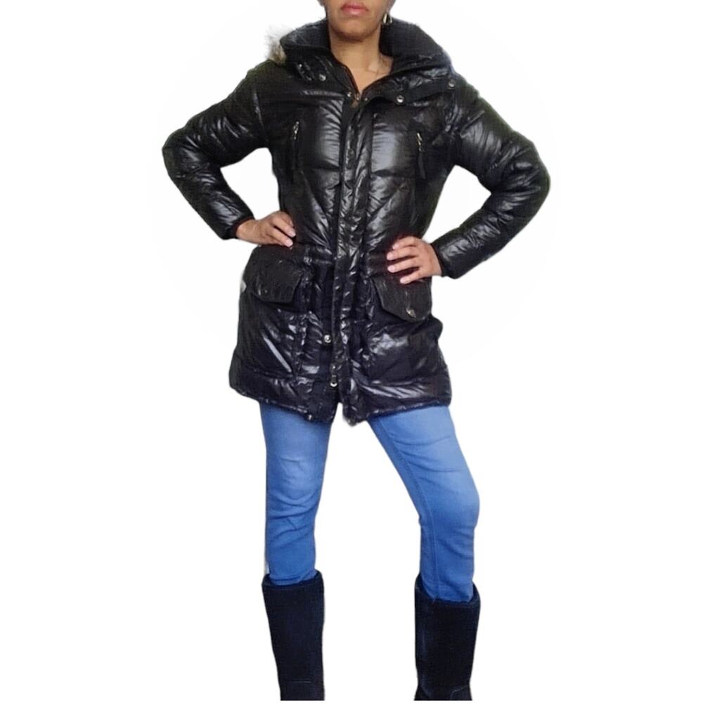 RALPH LAUREN RLX faux fur trim hooded black parka down puffer coat vest Size M - Picture 3 of 12